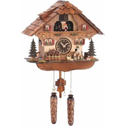 Trenkle Quartz Cuckoo Clock House with Moving Woodcutter and Turning Mill Wheel, with Music TU.484.QMT.HZZG