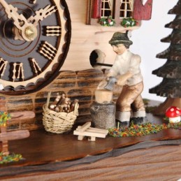 Trenkle Quartz Cuckoo Clock House with Moving Woodcutter and Turning Mill Wheel, with Music TU.484.QMT.HZZG