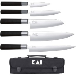 KAI Set 5 coltelli Cucina 6710P, 6715U, 6716S, 6720C, 6723L EURO Con Custodia Ref. DM-0781EU67