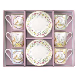 Easy Life Set of 6 porcelain coffee cups with saucers "Happy Easter" 100 ml