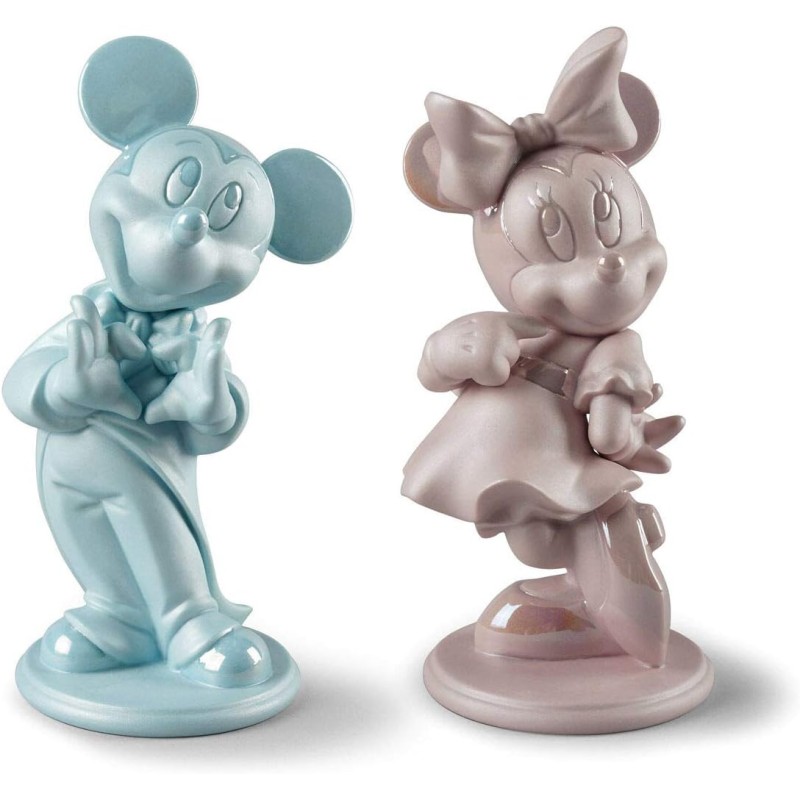 Lladrò Set Figurines Topolino Blue And Minnie Pink Ref. 01009419