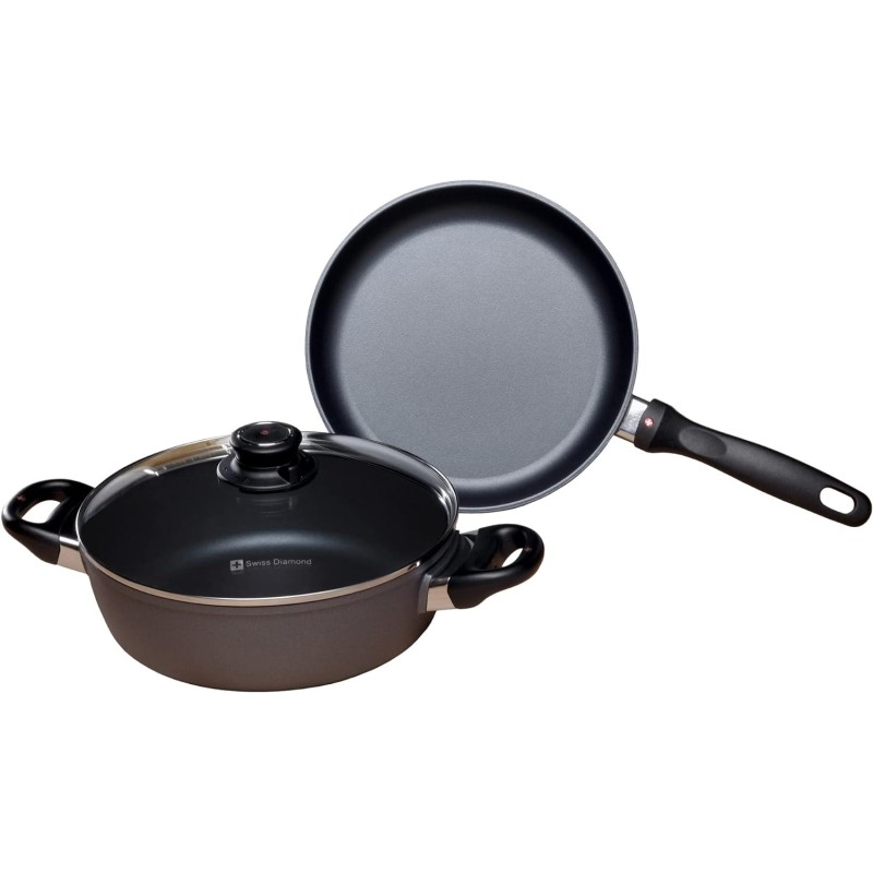 Swiss Diamond Frying pan and saucepan set with lid 24 cm suitable for induction hobs XDSET6008i