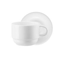 Arthur Krupp Neve Bone China Set 6 Tazzine Caffè Espresso Impilabili Con Piattino