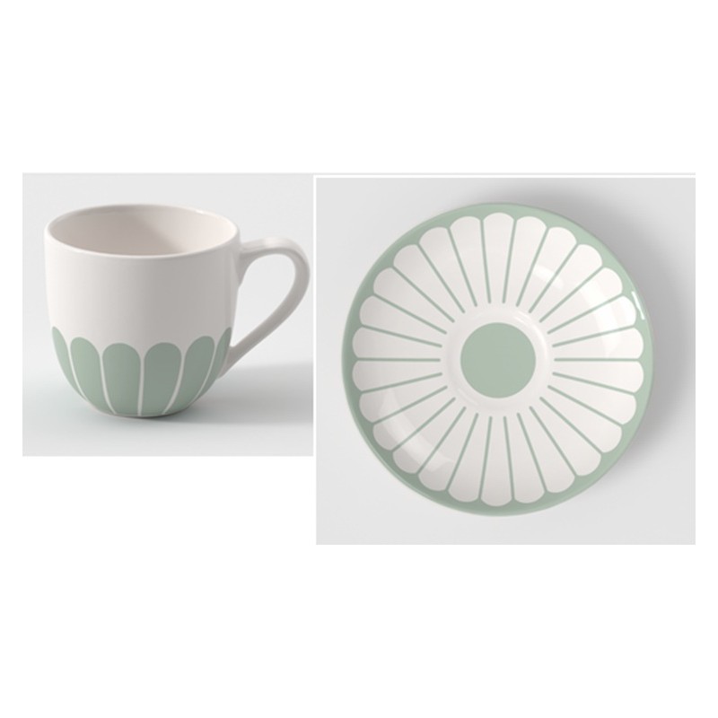 Villeroy & Boch Fleur Vert Set 6 Pcs Coffee Cup & Saucer Premium Porcelain