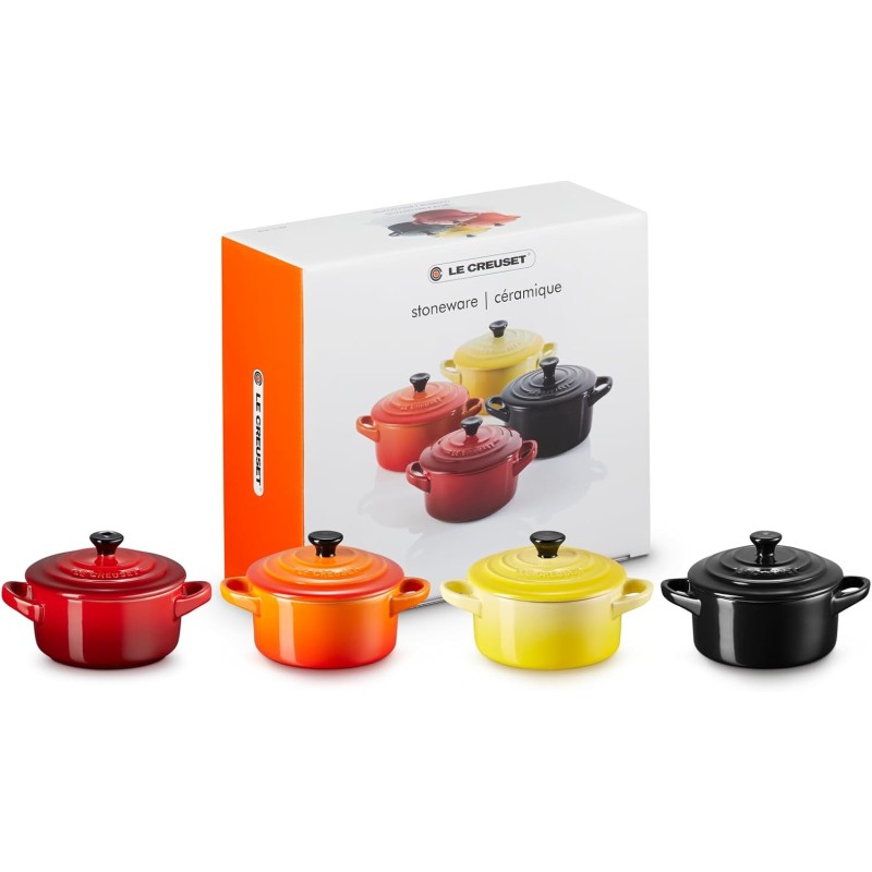 Le Creuset Set 4 Mini Cocotte in gres vetrificato, Diametro 10 cm, 250 ML