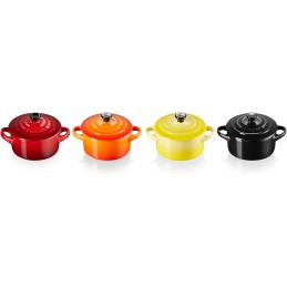 Le Creuset Set 4 Mini Cocotte in gres vetrificato, Diametro 10 cm, 250 ML
