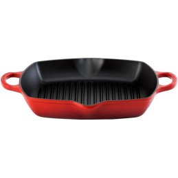 Le Creuset Grill quadrato profondo Evolution in ghisa vetrificata, 30 cm, Ciliegia