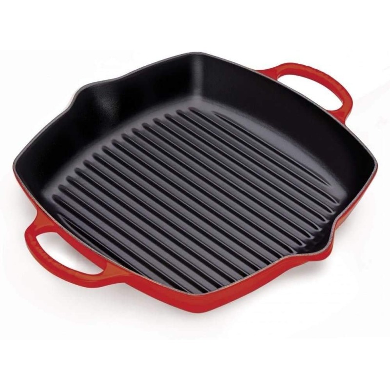 Le Creuset Evolution Deep Square Cast Iron Grill, 30 cm, Cherry