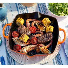 Le Creuset Evolution Deep Square Cast Iron Grill, 30 cm, Cherry