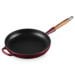 Le Creuset Evolution Padella con manico in legno in ghisa vetrificata 28 cm, Granata