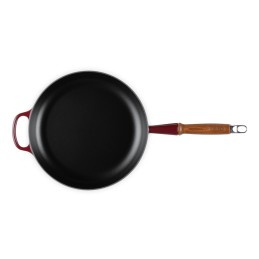Le Creuset Evolution Padella con manico in legno in ghisa vetrificata 28 cm, Granata