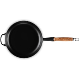 Le Creuset Evolution Padella con manico in legno in ghisa vetrificata 28 cm, Nera