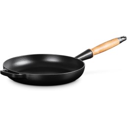 Le Creuset Evolution 28cm Cast Iron Frying Pan with Wooden Handle, Black