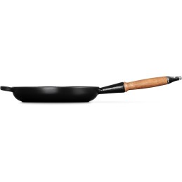 Le Creuset Evolution 28cm Cast Iron Frying Pan with Wooden Handle, Black