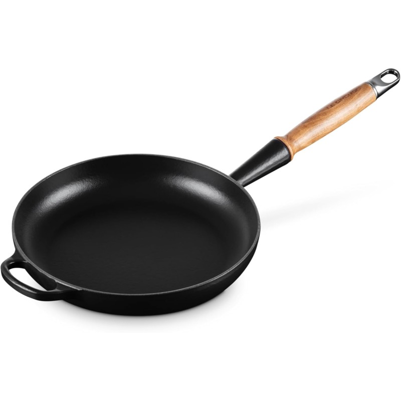 Le Creuset Evolution Padella con manico in legno in ghisa vetrificata 28 cm, Nera