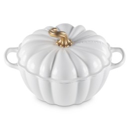 Le Creuset Cocotte Zucca Ghisa Smaltata, 24 cm, Bianca oro