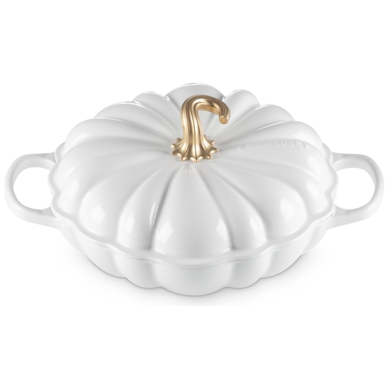 Le Creuset Braiser Figural Pumpkin Enamel Cast Iron, 2.75 qt., White Gold