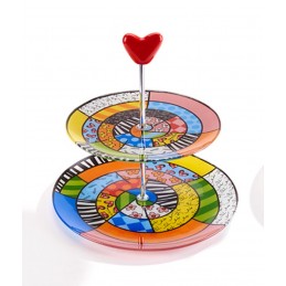 Romero Britto Alzata a due piani in vetro 334481