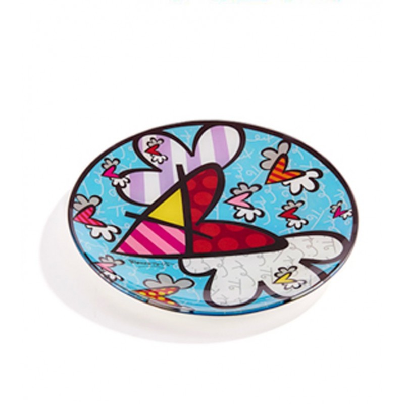 Romero Britto Vassoio rotondo in vetro Flying Heart 334480