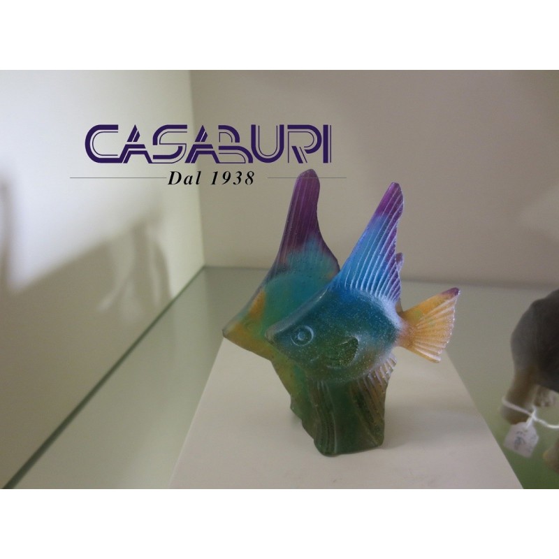 Daum Crystal Coppia di Pesci Ambra-Verde 9,5 cm 02656