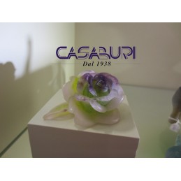 Daum Crystal Roses Fiore in Cristallo 10,5 cm Rosa e Viola 02767-2