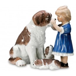 Royal Copenhagen Statuina Bimba con San Bernardo 1249361