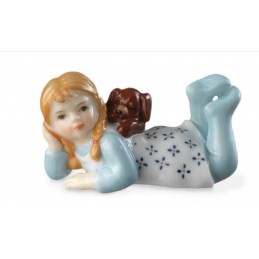 Royal Copenhagen Statuina Bimba Sdraiata con Cagnolino 1249124