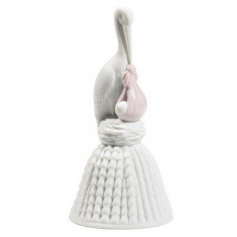 Nao Statuina Campana Cicogna Rosa-Stork Bell Pink 02001760