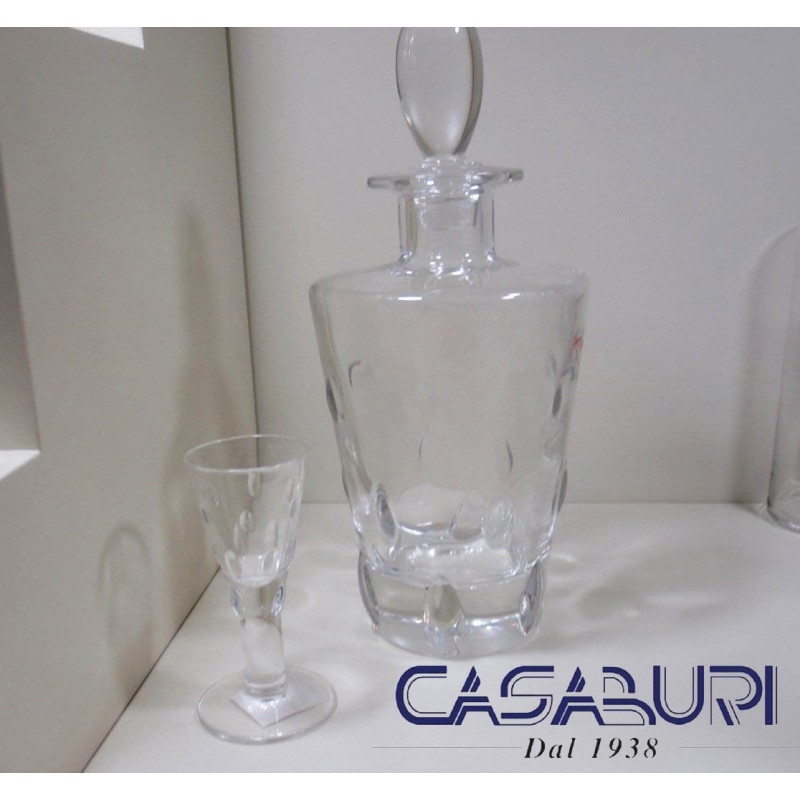 Colle Cristalleria Set 6 Bicchieri Liquore Prisma + Bottiglia Liquore
