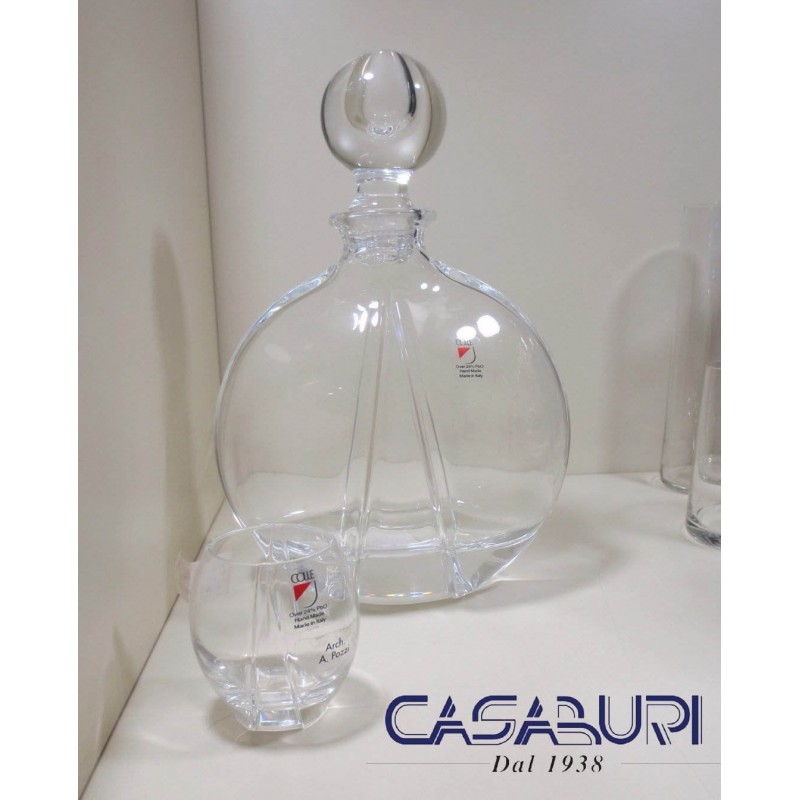 Colle Cristalleria Set 6 Bicchieri Liquore Prisma + Bottiglia Liquore