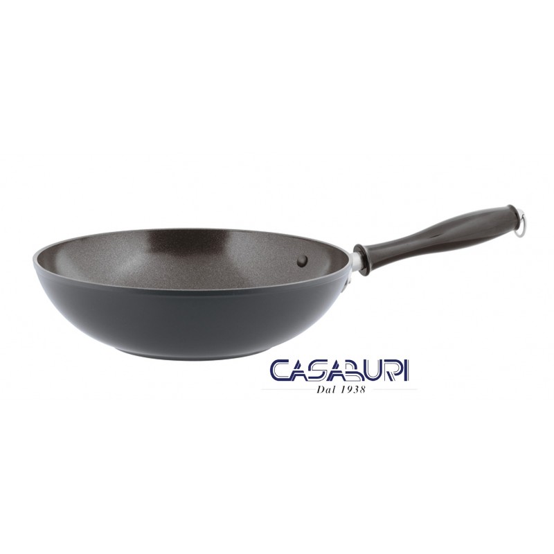 Sambonet Wok Antiaderente 28 cm Grigio 1965 Vintage Quarzo Nero