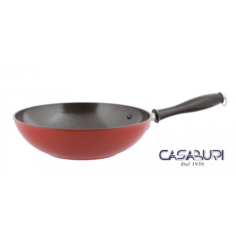 Sambonet Wok Antiaderente 28 cm Rosso 1965 Vintage Quarzo Nero