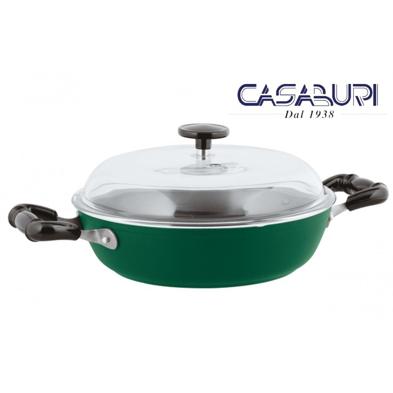 Sambonet Tegame 24 cm Verde con coperchio 1965 Vintage Quarzo Nero