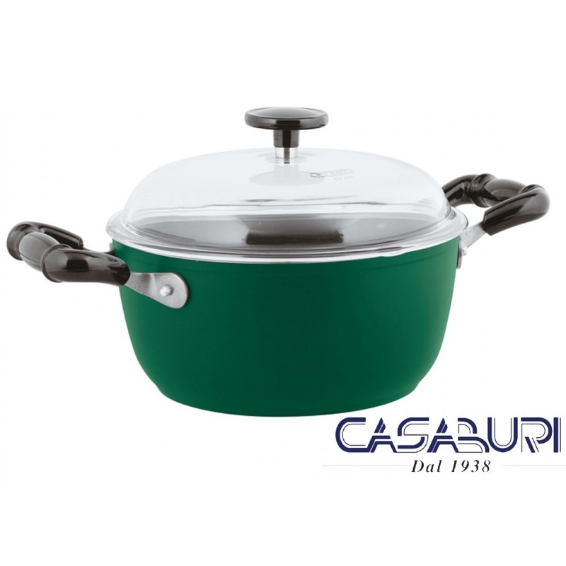 Sambonet Casseruola Alta 20 cm Verde con cop. 1965 Vintage Quarzo Nero