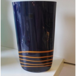 Carlo Moretti Vaso Bisacca Blu con interno Senape Vetro di Murano