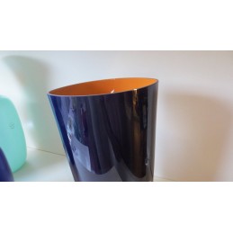 Carlo Moretti Vaso Bisacca Blu con interno Senape Vetro di Murano