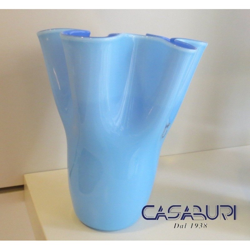 Nason Vaso Fazzoletto in Vetro di Murano H 22 cm