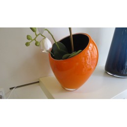 Nason Vaso Arancio con interno Nero Armonie Vetro di Murano