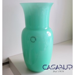 Nason Vaso Opalino Verde in Vetro di Murano H 19 cm