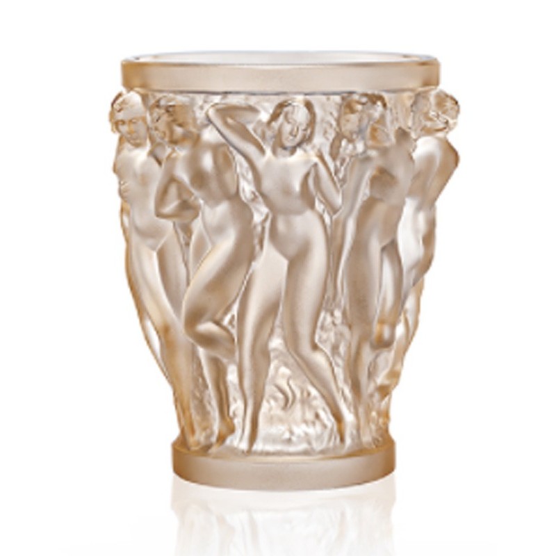 Lalique Bacchantes Vase Small Gold Luster Crystal Ref. 10547600