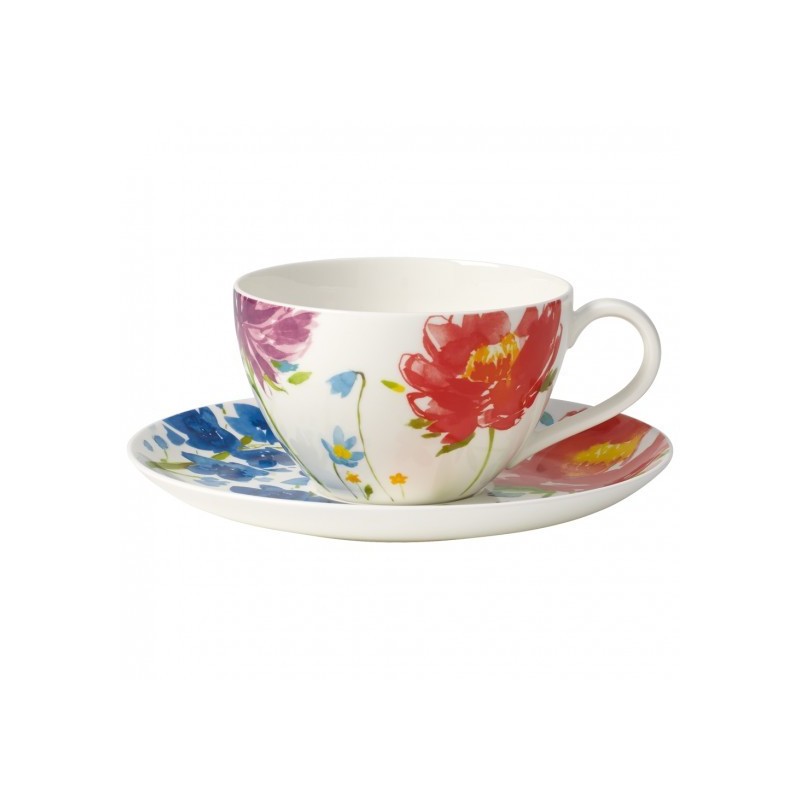 Villeroy & Boch Anmut Flowers Breakfast Cup and Saucer Set 6 Pcs