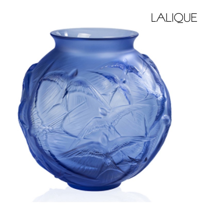 Lalique Hirondelles Vaso Medio Blu Zaffiro Rif. 10624200