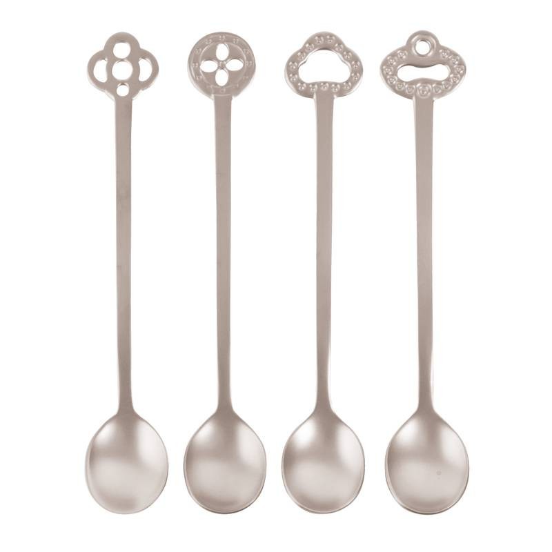 Sambonet Oriental Set 4 Party Spoons Antique Stainless Steel