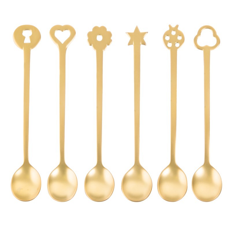 Sambonet Portafortuna Set 6 Party Spoons Pvd Gold Sambonet Portafortuna Set 6 Party Spoons Pvd Gold