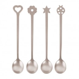 Sambonet Portafortuna Set 4 Party Spoons Antique Stainless Steel