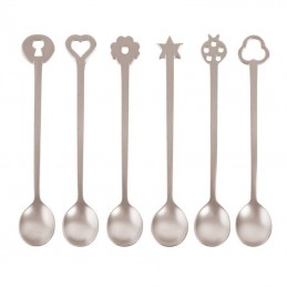 Sambonet Portafortuna Set 6 Party Spoons Antique Stainless Steel