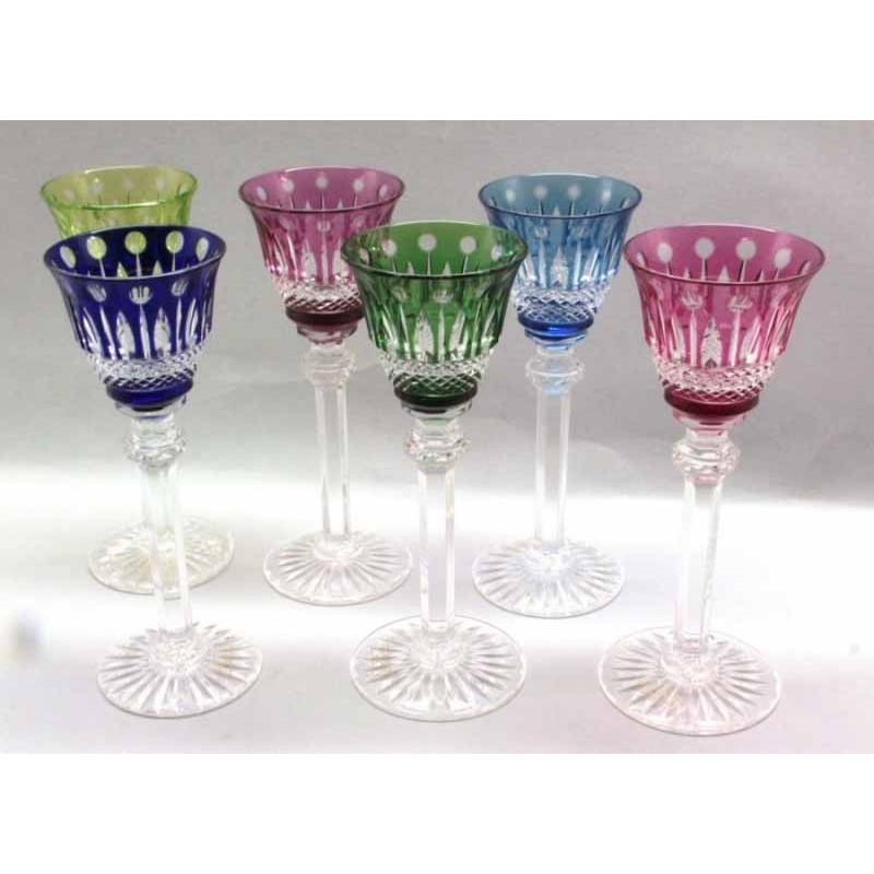 Saint Louis Crystal Tommy Porto Glass 6 Pcs Assorted Colors
