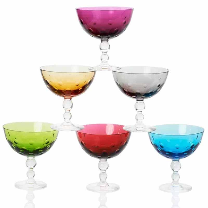 Saint Louis Bubbles Set 6 Coppe con Piede Colori Assortiti