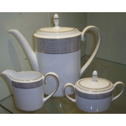 Wedgwood Vera Wang Gilded Weave Set Coffee Pot-Sugar Bowl-Creamer