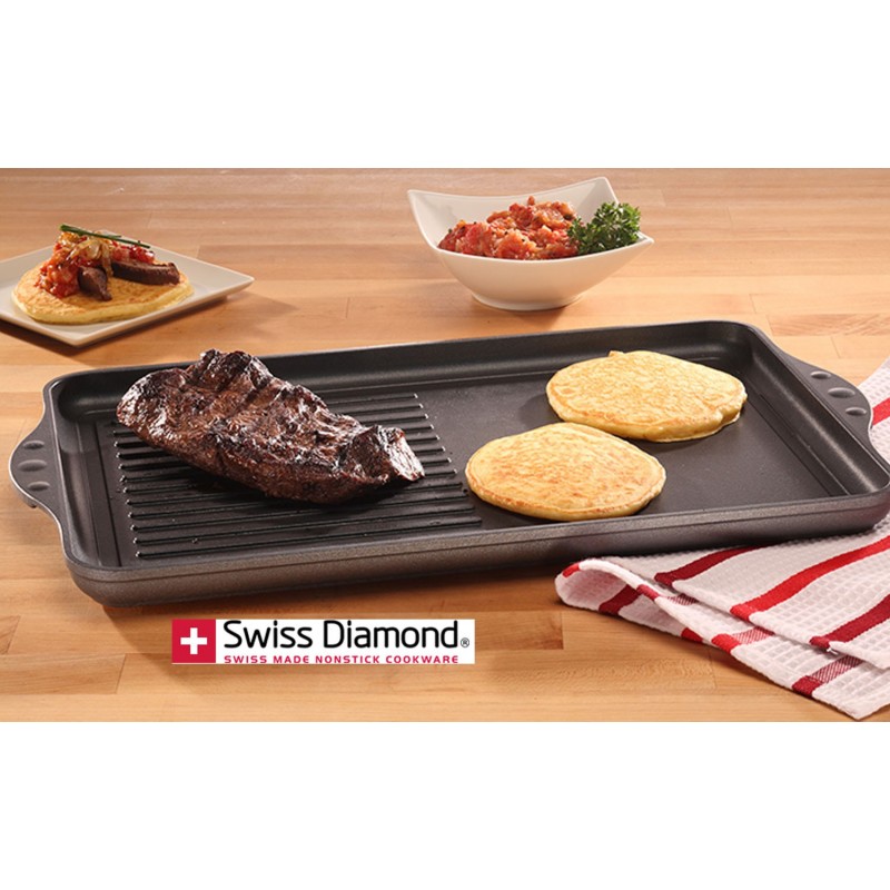 Swiss Diamond Teglia doppia liscia+grill 43x28 cm SD-64328-GL